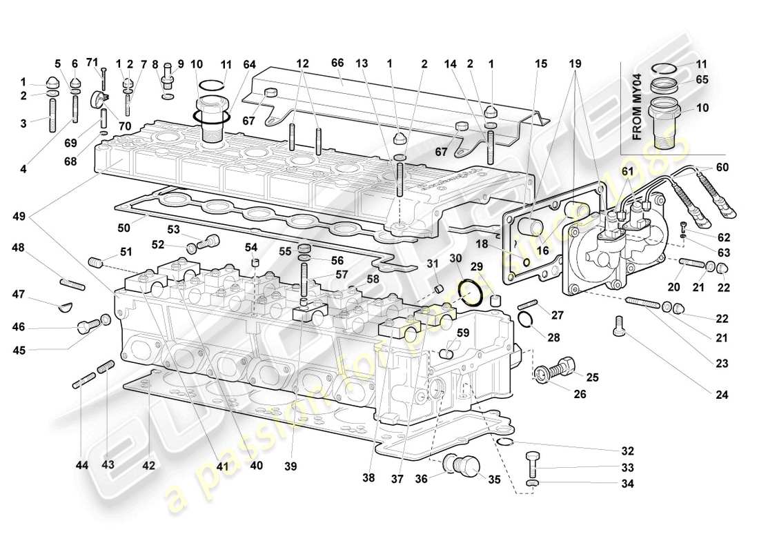 a part diagram from the lamborghini murcielago coupe (2003) parts catalogue