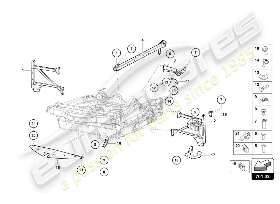lamborghini lp740-4 s coupe (2018) trim frame front part part diagram