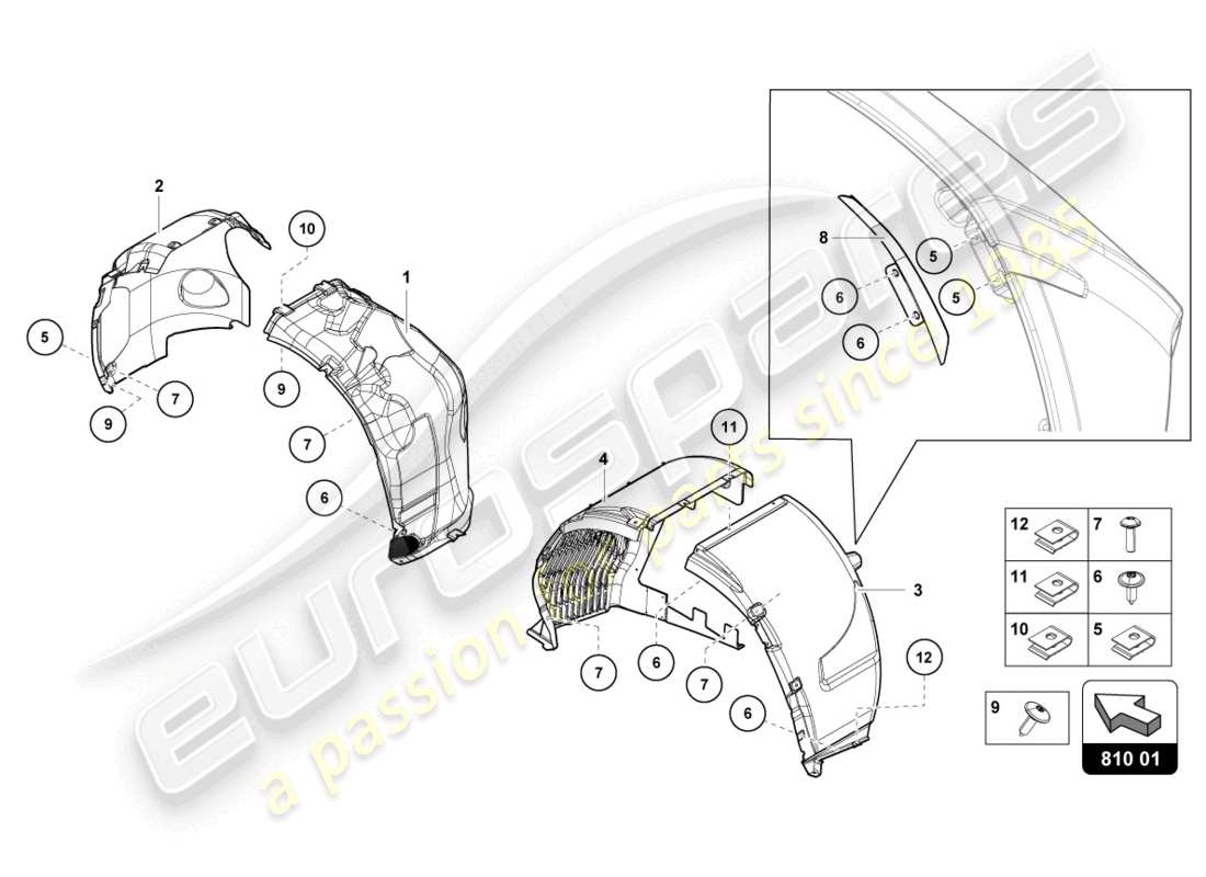 lamborghini lp750-4 sv coupe (2015) wheel housing parts diagram