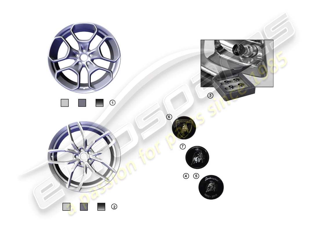 lamborghini accessories (lp610-4 spider) 1 set of aluminium rims part diagram