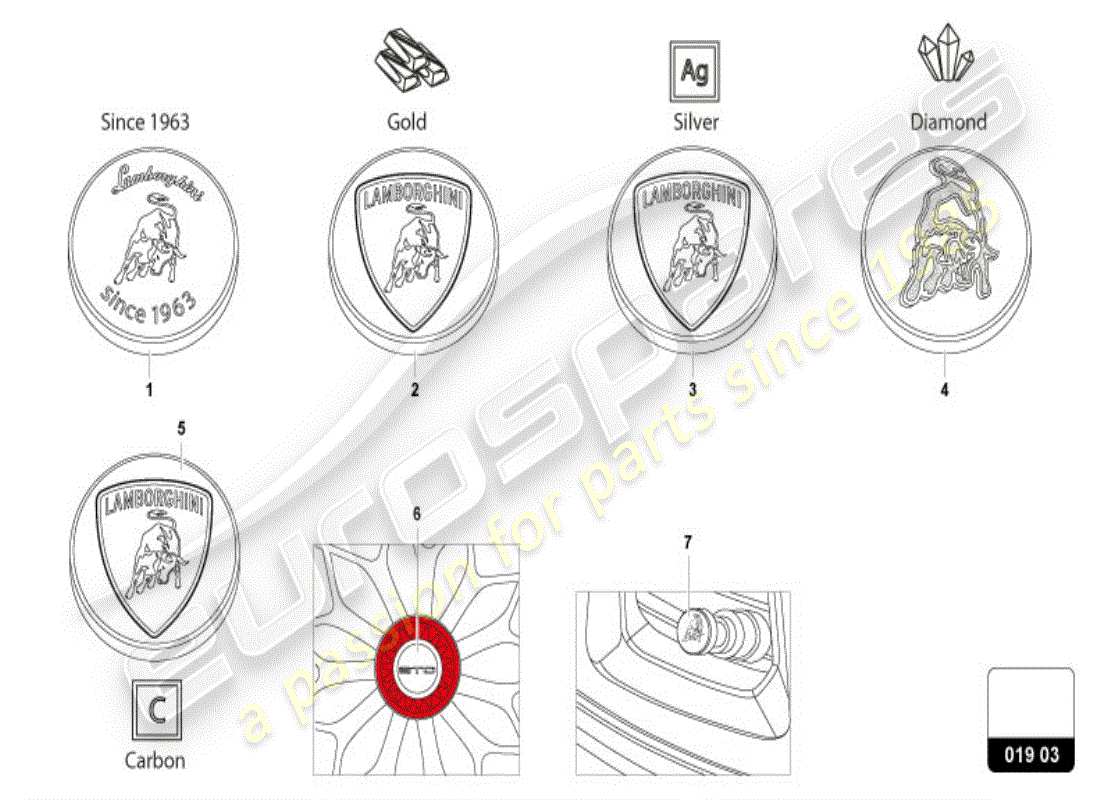 lamborghini accessories (lp580-2 coupe) hub cap part diagram
