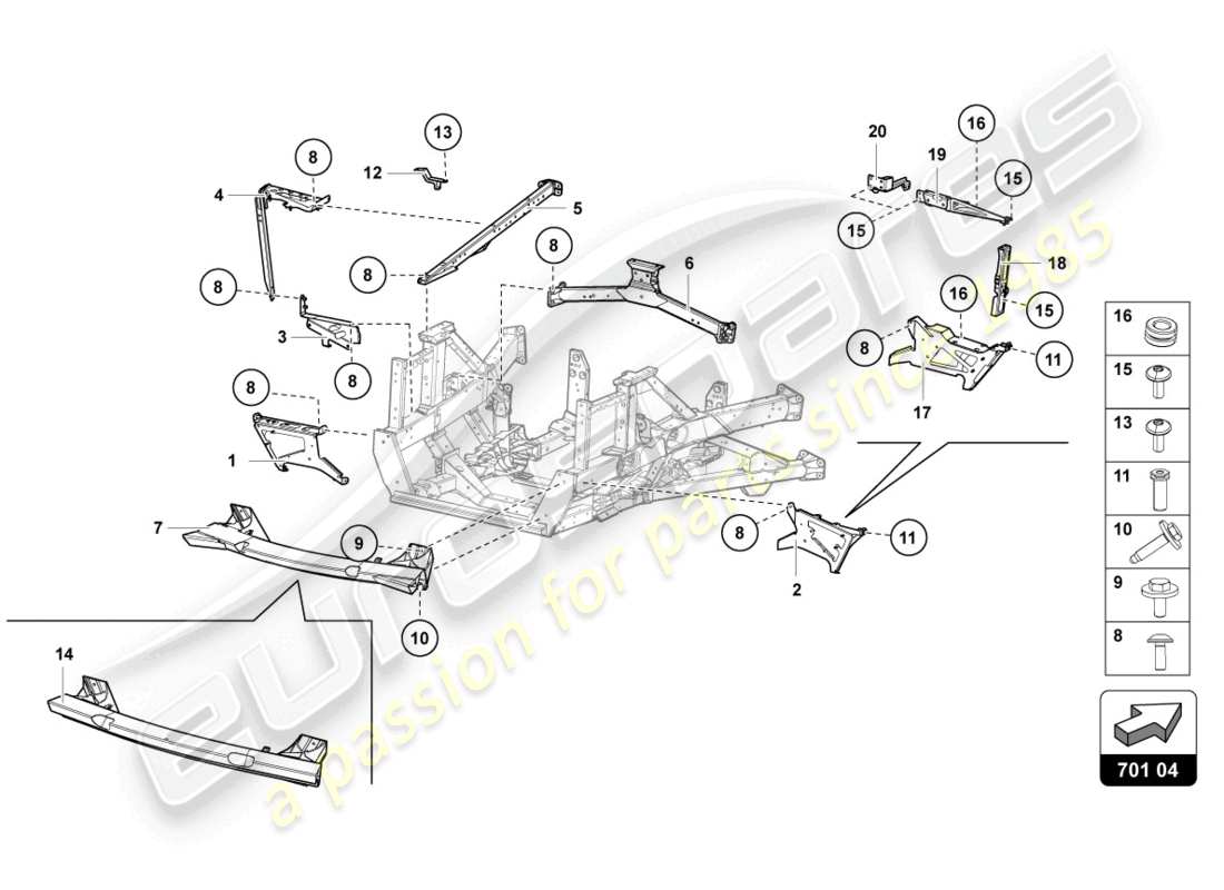 lamborghini sian (2020) trim frame rear part parts diagram