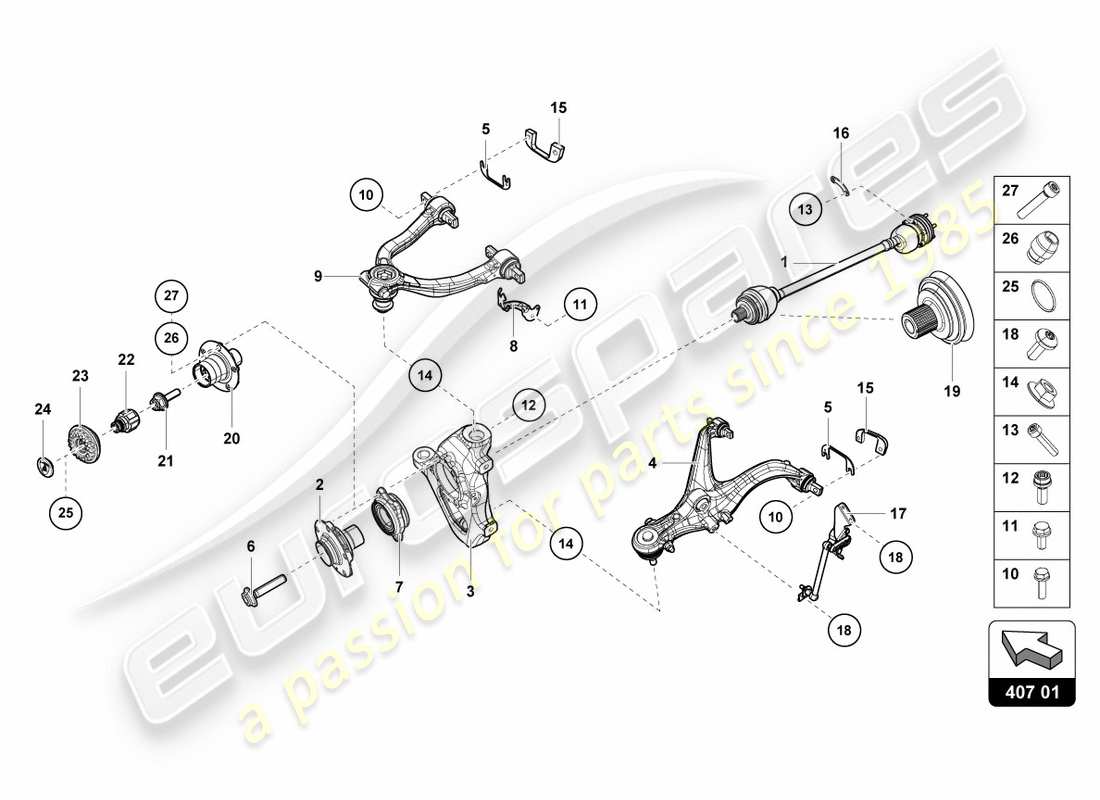 lamborghini performante coupe (2020) axle shaft front parts diagram