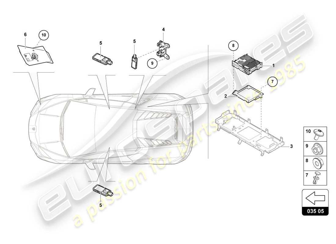 lamborghini 2020 (evo spyder 2wd) aerial part diagram