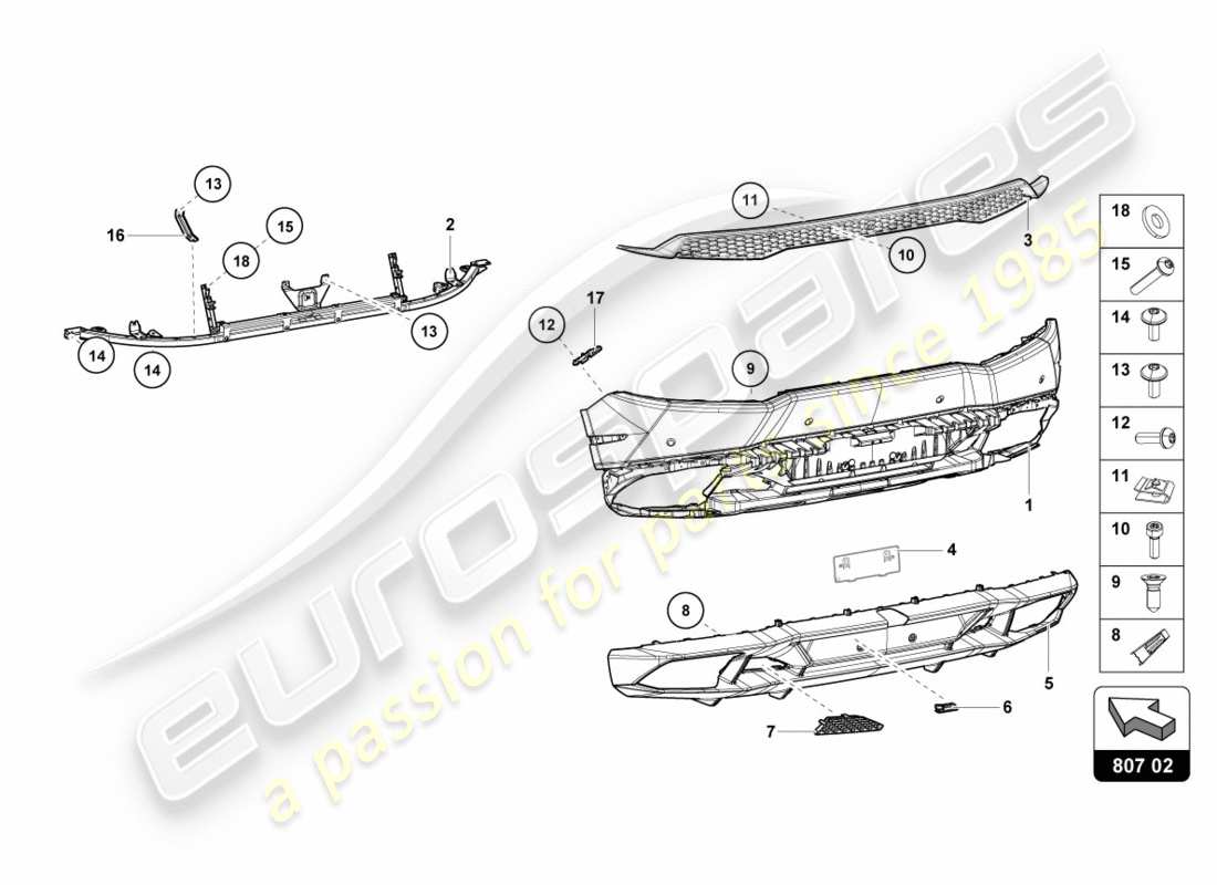 lamborghini 2019 (lp610-4 spyder) bumper, complete rear part diagram