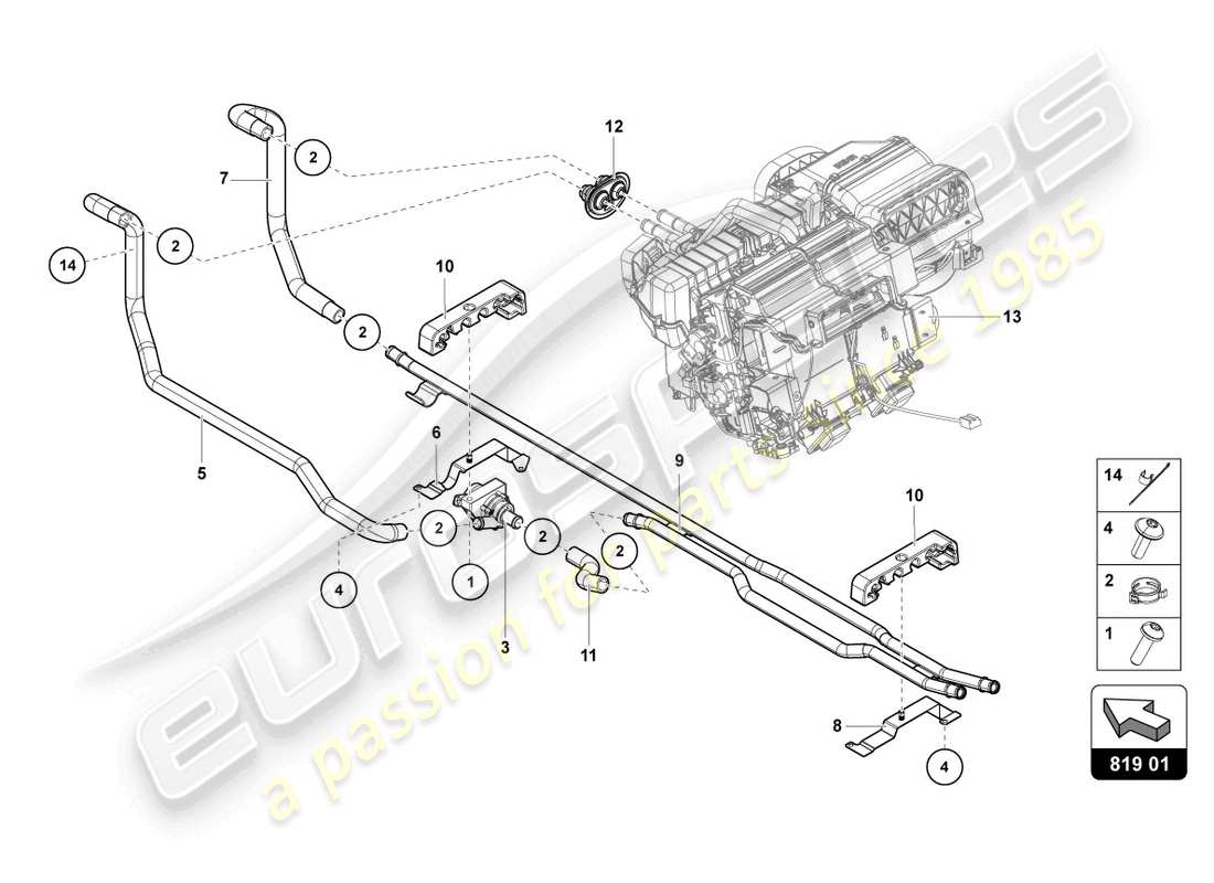 lamborghini lp700-4 roadster (2016) heating, air cond. system parts diagram