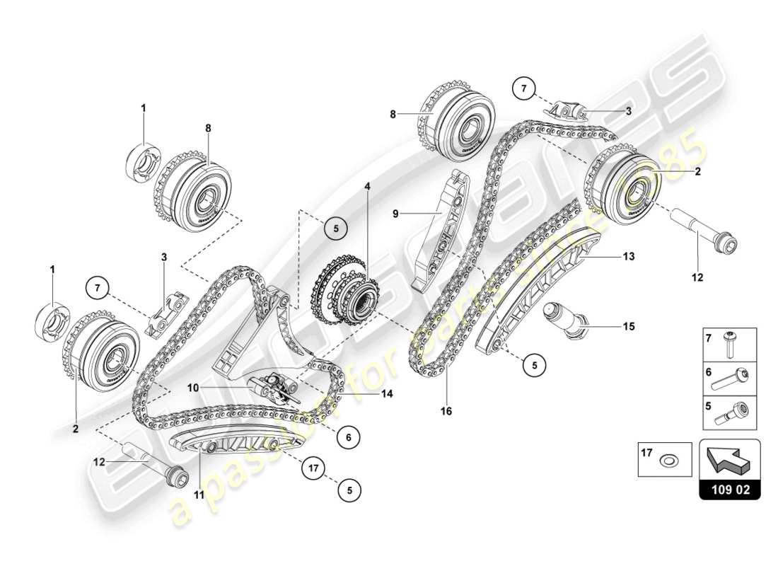 lamborghini sian (2020) timing chain parts diagram