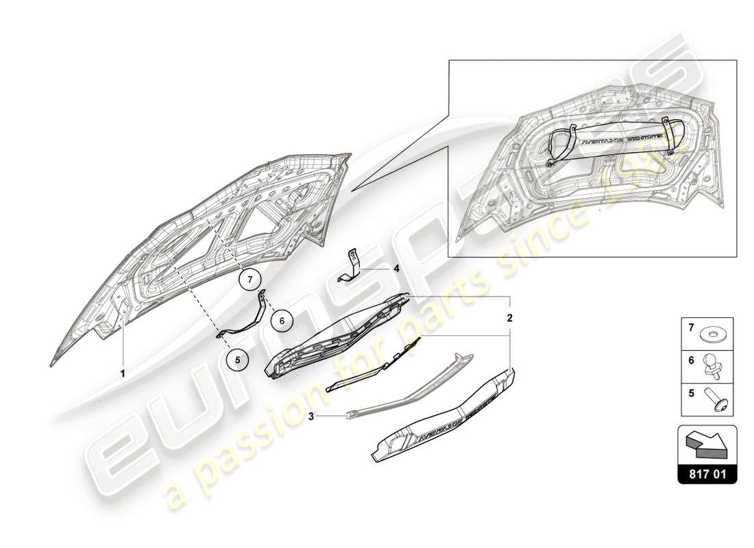 lamborghini lp740-4 s roadster (2021) windbreak part diagram