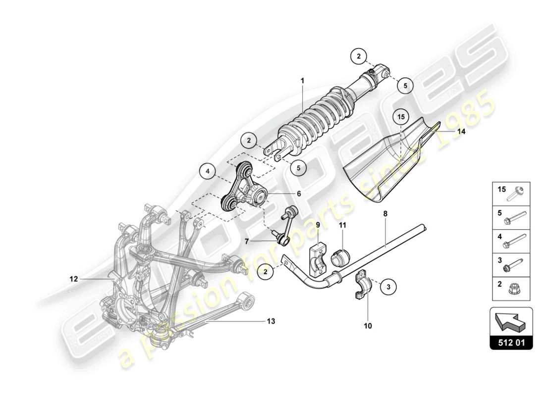 lamborghini lp700-4 roadster (2016) shock absorbers rear parts diagram