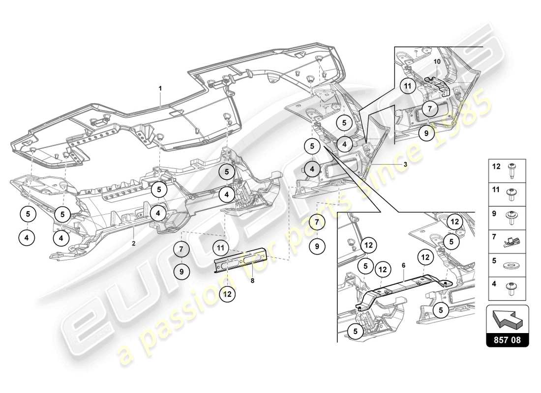lamborghini lp740-4 s roadster (2021) instrument panel parts diagram