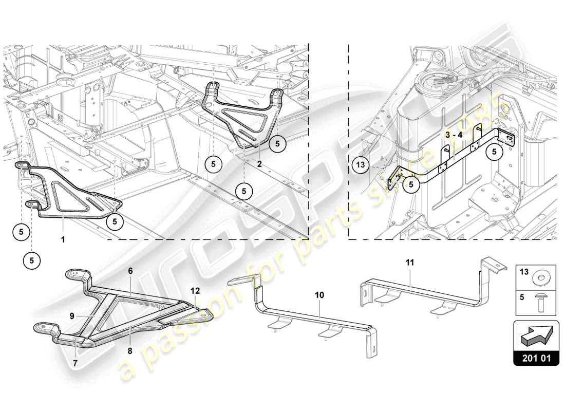 lamborghini lp720-4 coupe 50 (2014) bracket for fuel tank parts diagram