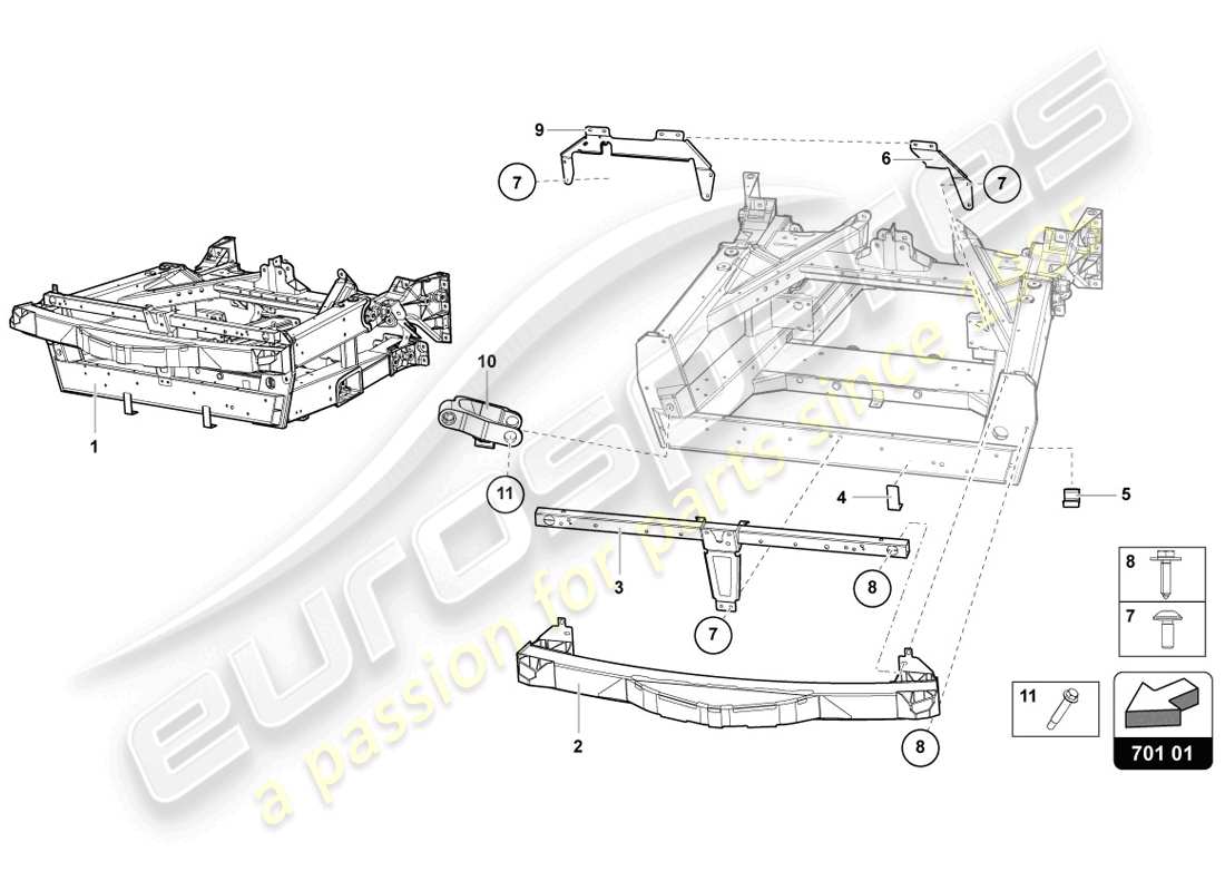 lamborghini lp720-4 coupe 50 (2014) trim frame front part parts diagram