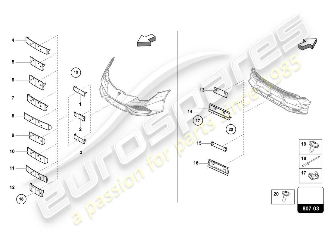 lamborghini lp580-2 coupe (2016) licence plate holder parts diagram