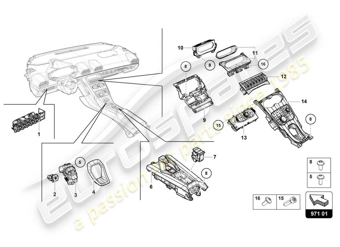 lamborghini 2018 (lp610-4 coupe) multiple switch part diagram