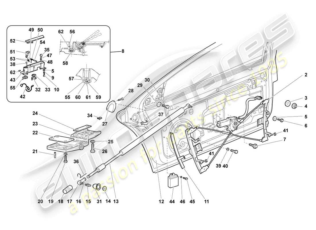 lamborghini murcielago coupe (2005) window regulator parts diagram