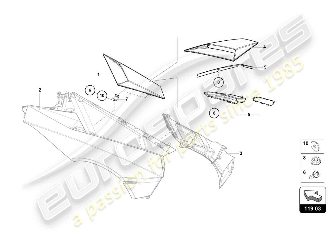 lamborghini 2020 (lp770-4 svj roadster) air intake trim plate part diagram