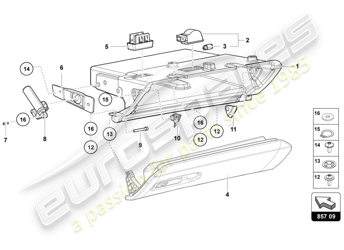 lamborghini lp720-4 coupe 50 (2014) glove compartment parts diagram