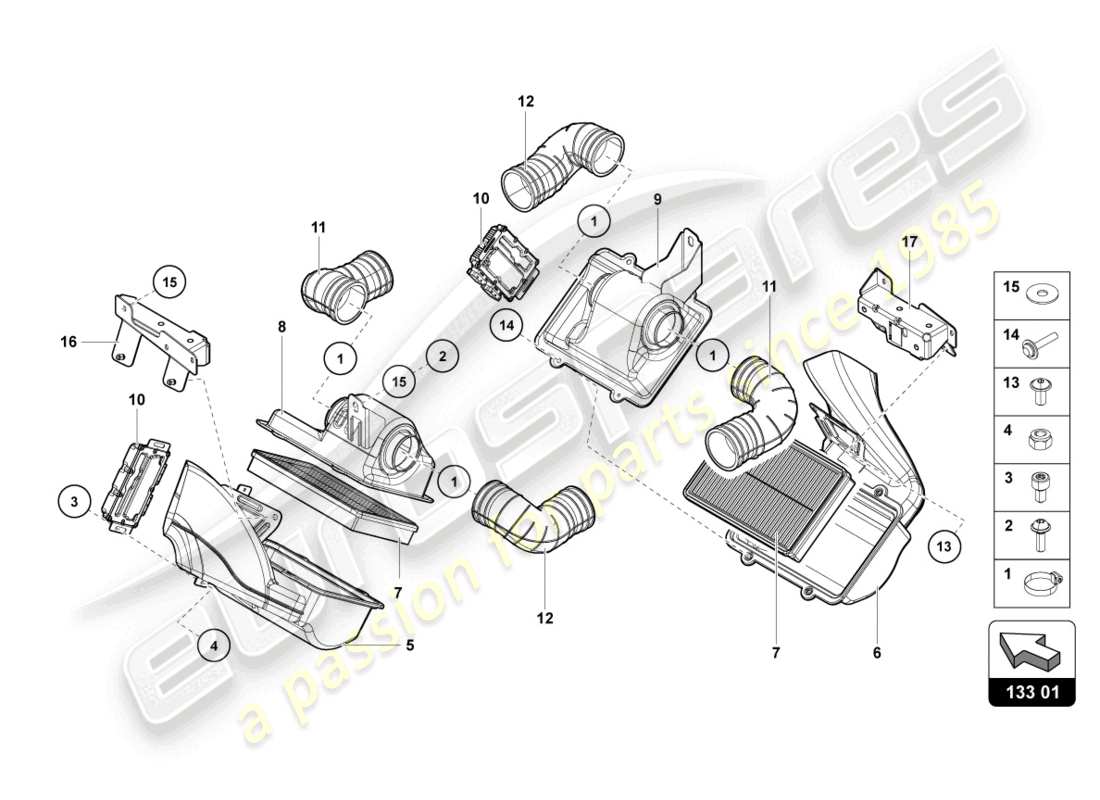 lamborghini 2016 (lp750-4 sv roadster) air filter part diagram