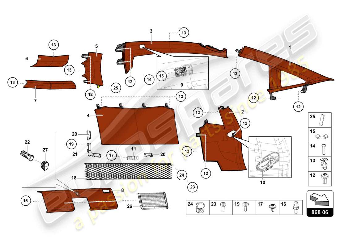 lamborghini lp750-4 sv coupe (2016) interior decor parts diagram