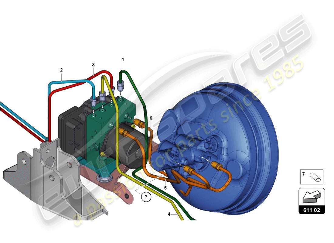 lamborghini lp750-4 sv coupe (2016) brake servo, pipes and vacuum system parts diagram