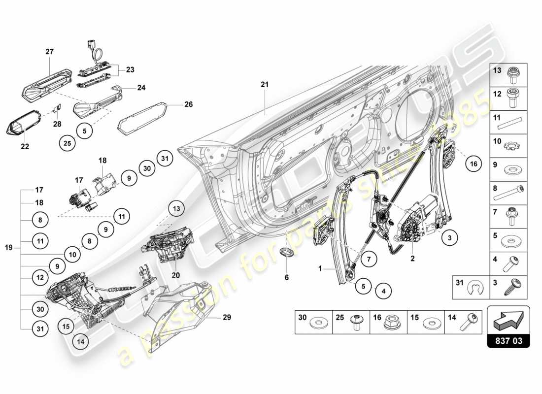 lamborghini 2012 (lp700-4 coupe)) driver and passenger door part diagram