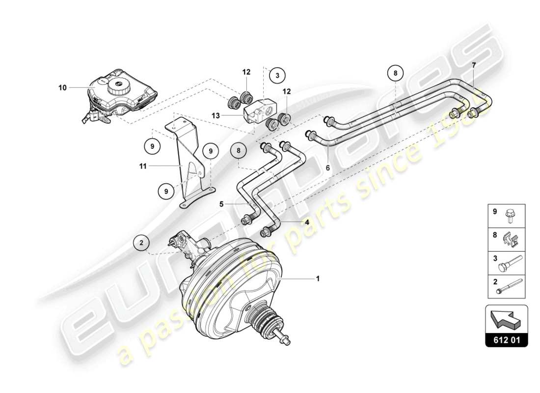 lamborghini 2021 (lp770-4 svj coupe) brake servo part diagram