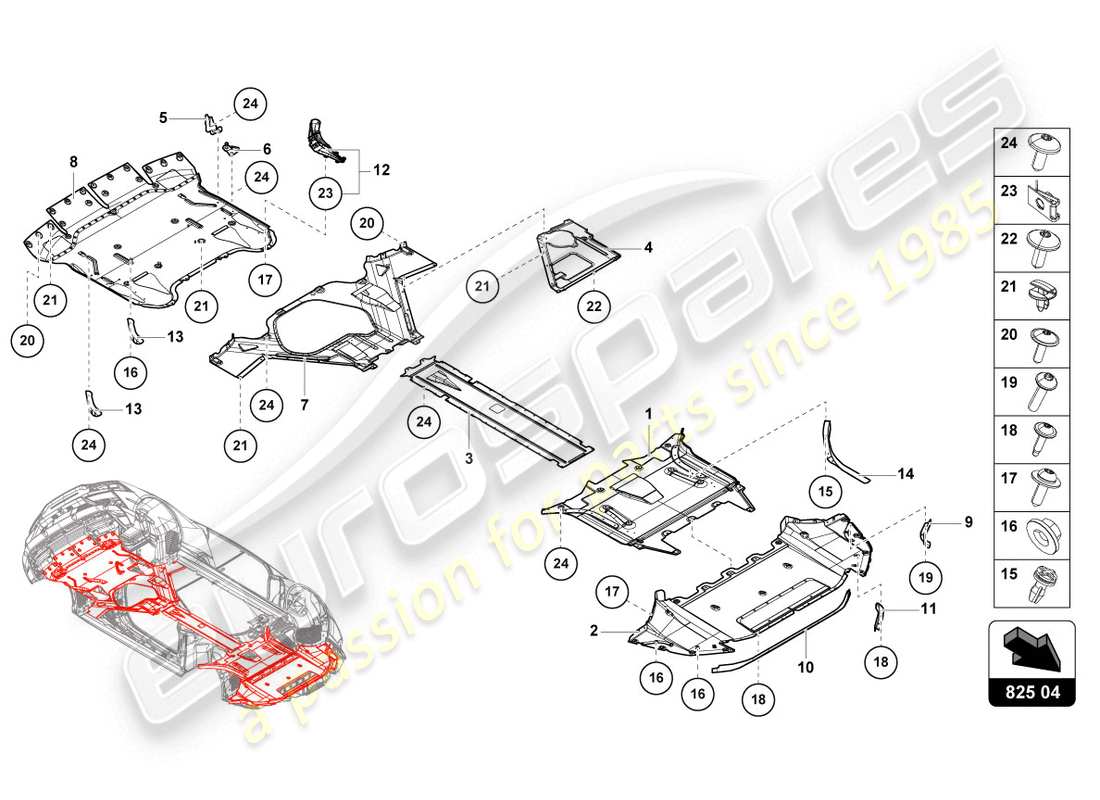 lamborghini evo spyder (2020) trim panel for frame lower section parts diagram