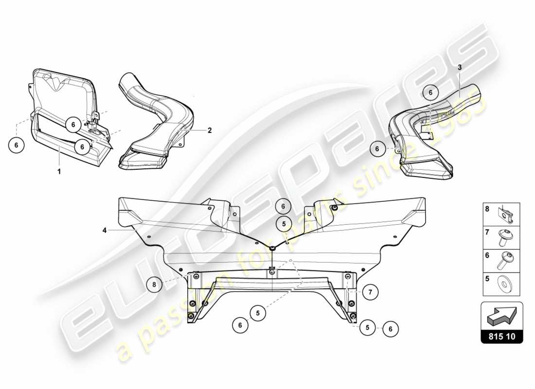 lamborghini centenario coupe (2017) air duct cardboard front parts diagram