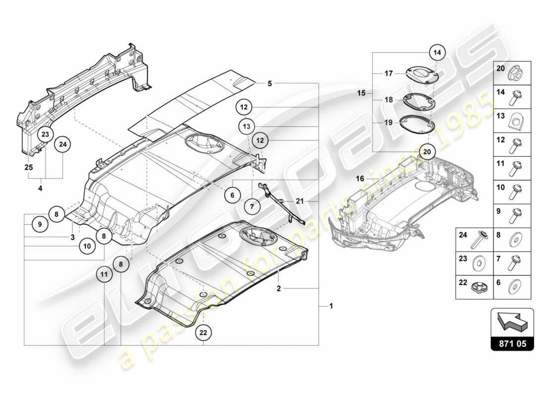 lamborghini lp580-2 spyder (2018) soft top box tray single parts parts diagram