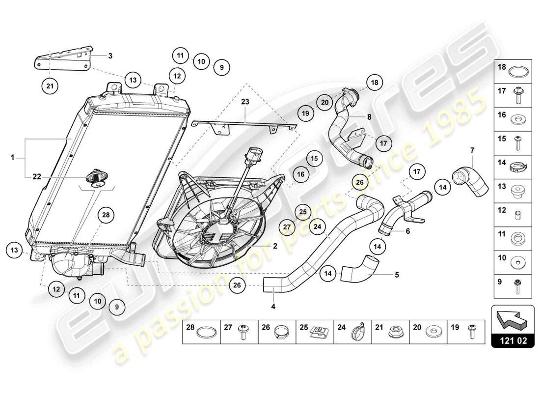 lamborghini 2014 (lp720-4 coupe 50) cooler for coolant part diagram