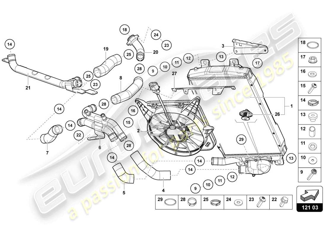 lamborghini lp720-4 coupe 50 (2014) cooler for coolant parts diagram