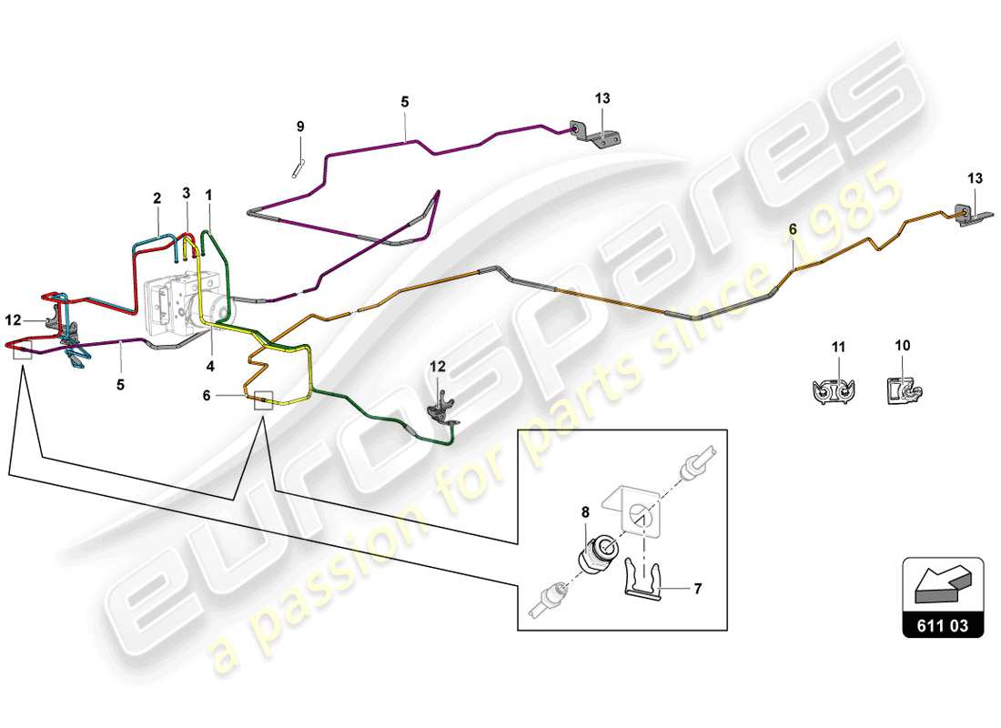 lamborghini lp720-4 coupe 50 (2014) brake servo, pipes and vacuum system parts diagram