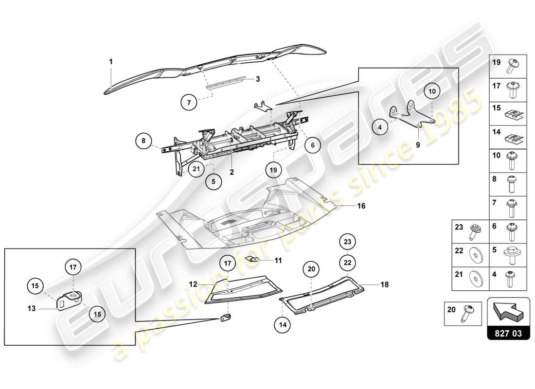 lamborghini lp720-4 coupe 50 (2014) rear spoiler parts diagram