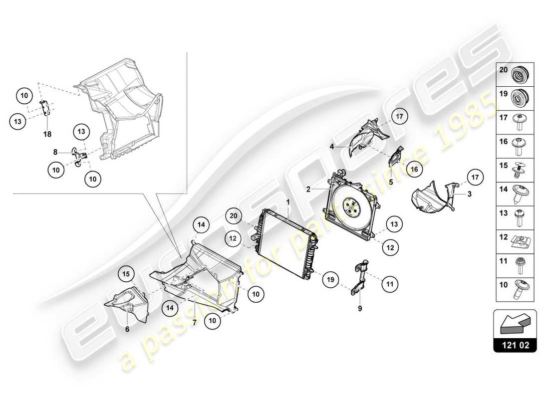lamborghini lp610-4 coupe (2016) cooler for coolant part diagram