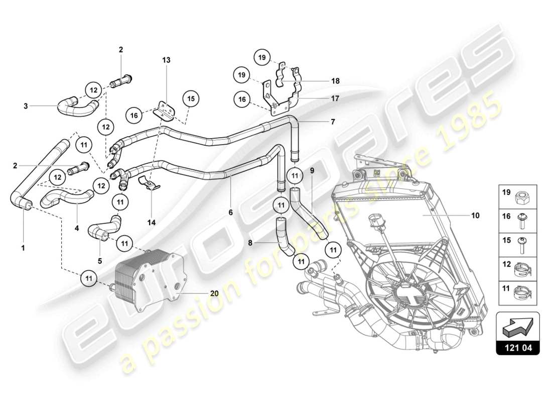 lamborghini lp750-4 sv coupe (2015) cooling system parts diagram