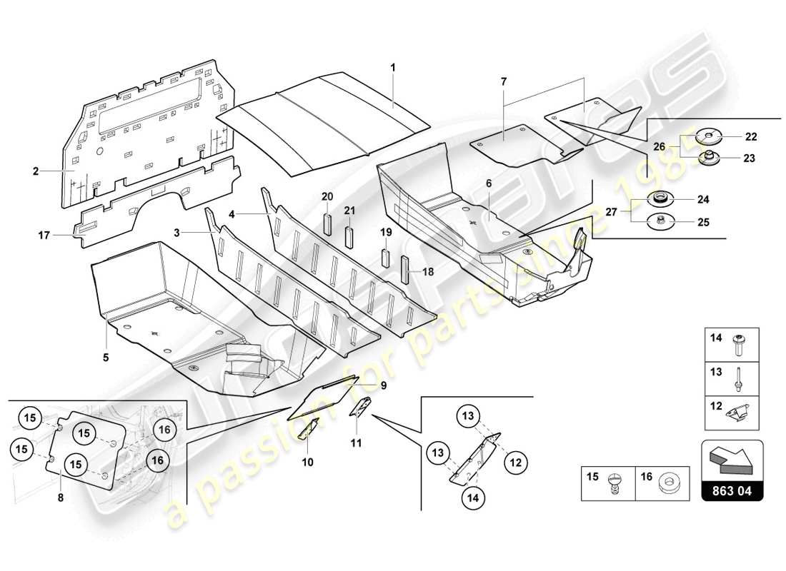 lamborghini 2014 (lp720-4 coupe 50) interior decor part diagram