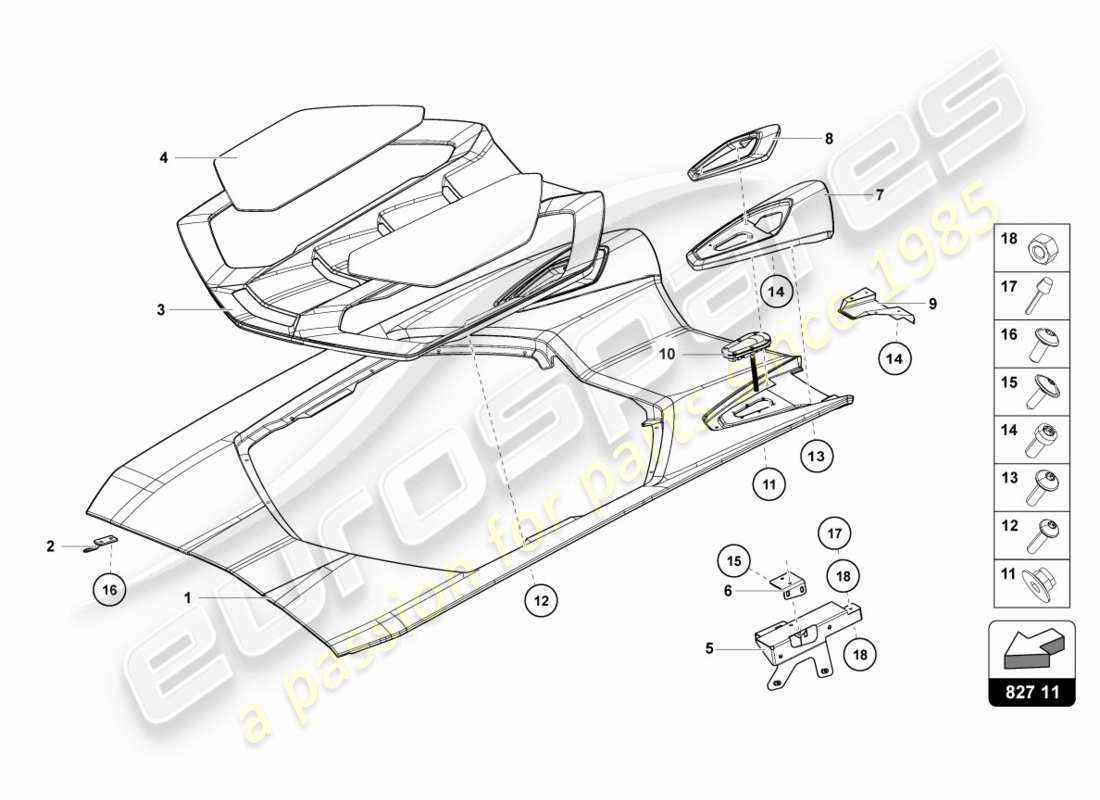 a part diagram from the lamborghini centenario roadster (2017) parts catalogue