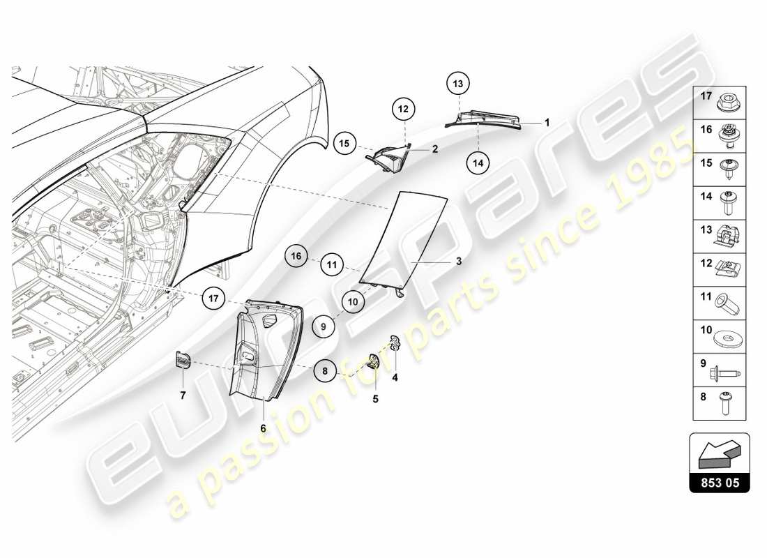 lamborghini lp610-4 avio (2017) cover plate for side member parts diagram