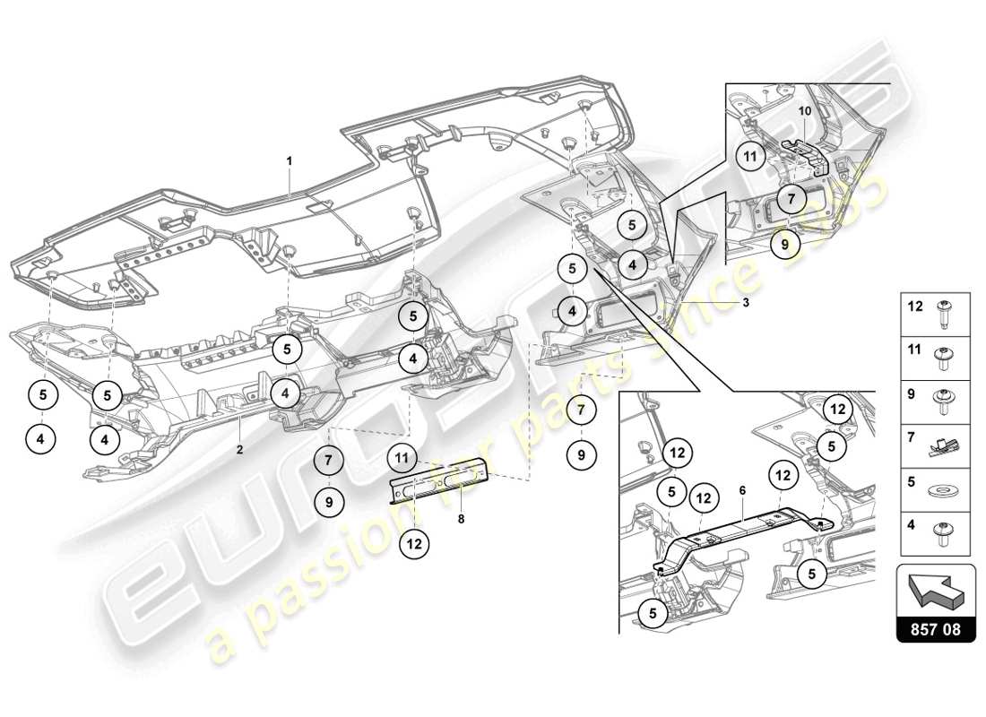 lamborghini 2014 (lp720-4 coupe 50) instrument panel part diagram