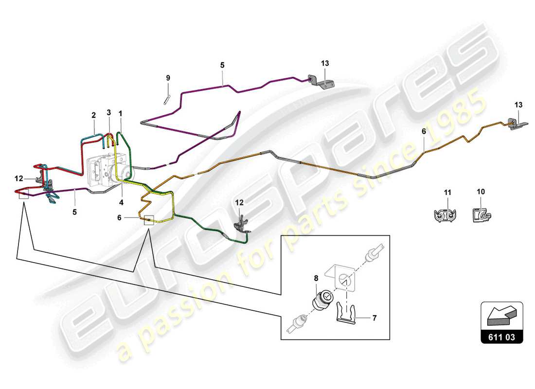 lamborghini 2018 (lp740-4 s roadster) brake servo, pipes and vacuum system part diagram