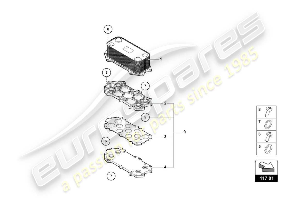 lamborghini lp580-2 spyder (2019) gear oil cooler parts diagram