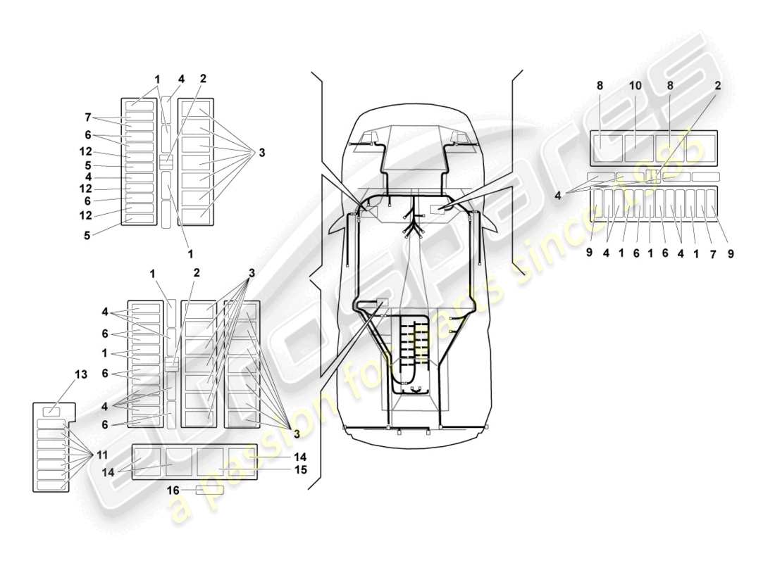 lamborghini murcielago coupe (2006) central electrics parts diagram