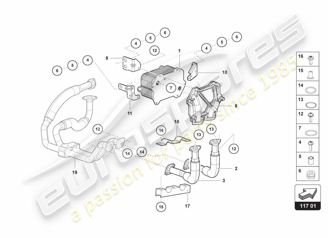 lamborghini lp700-4 coupe (2012) oil cooler parts diagram
