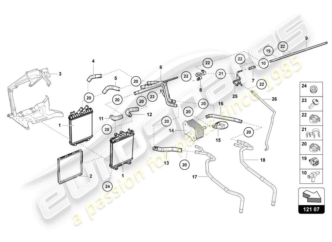 lamborghini lp740-4 s coupe (2021) additional cooler for coolant part diagram