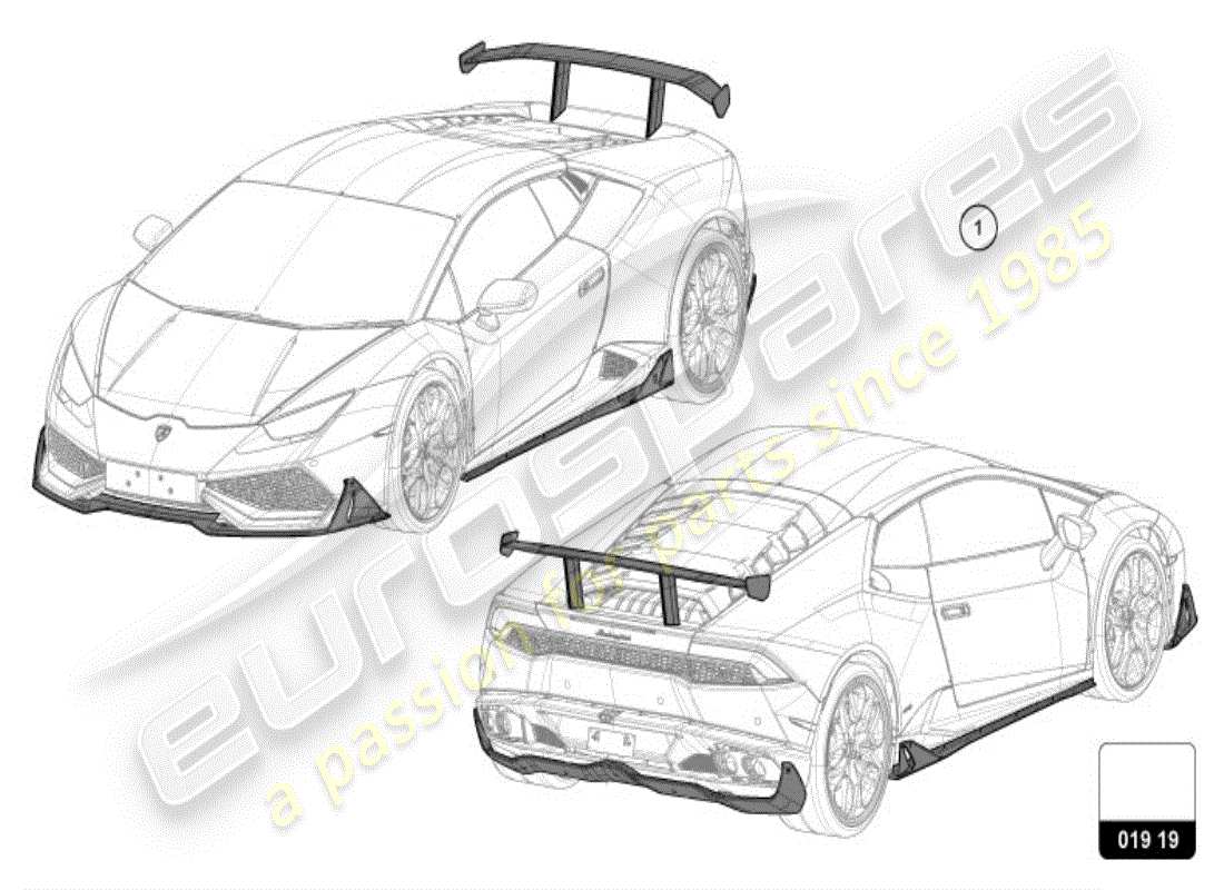 lamborghini accessories (lp580-2 coupe) 1 set aerodyn.attachment parts part diagram