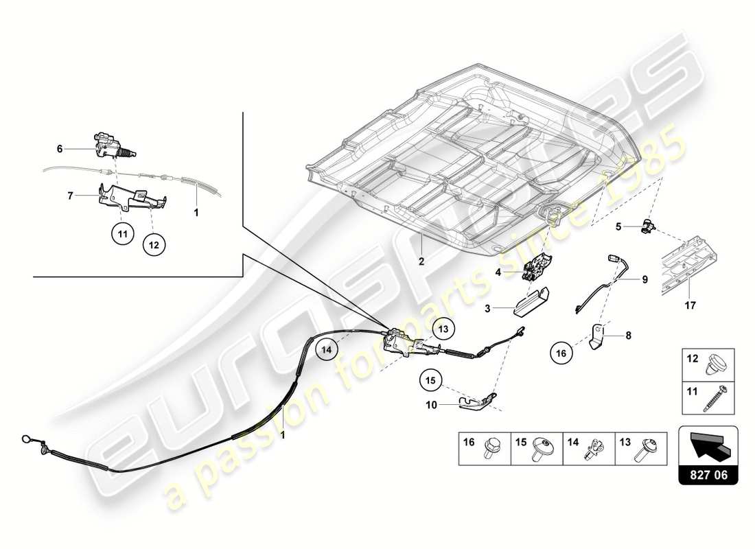 lamborghini 2018 (performante spyder) rear lid part diagram