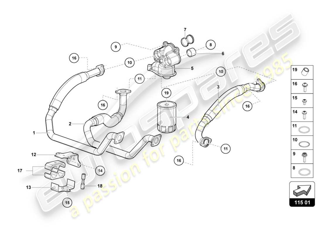 lamborghini centenario coupe (2017) oil filter parts diagram