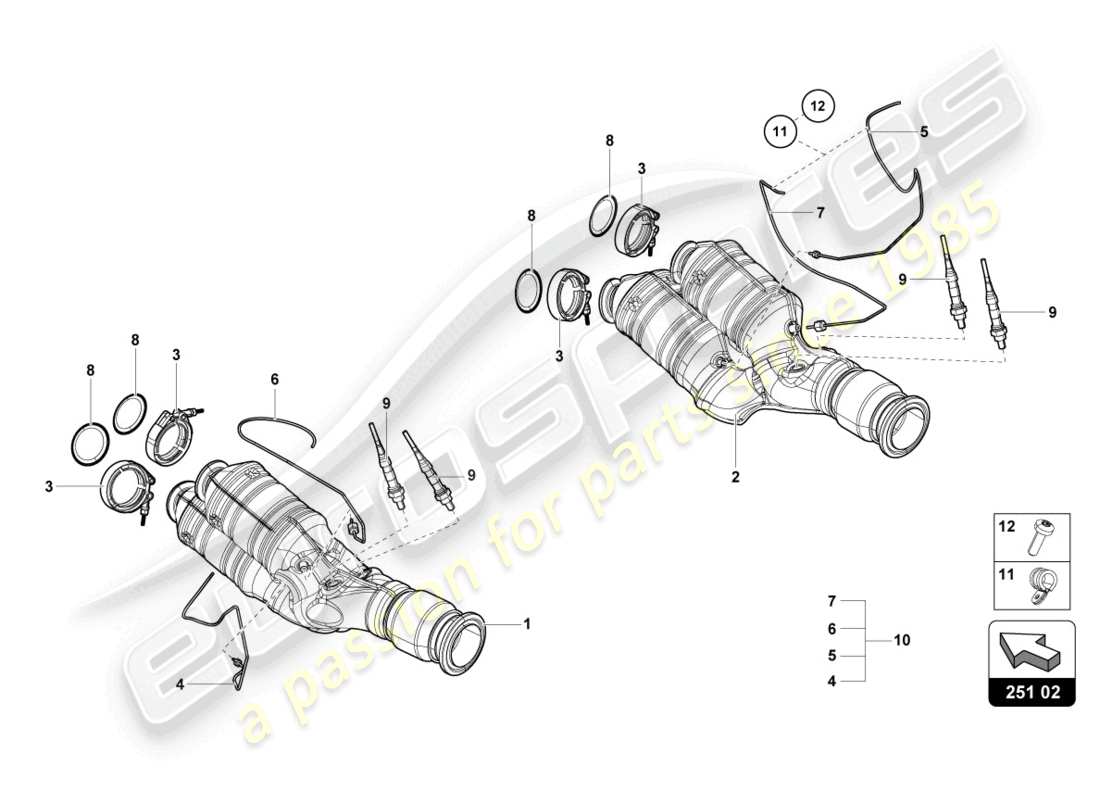 lamborghini lp720-4 roadster 50 (2015) catalytic converter parts diagram