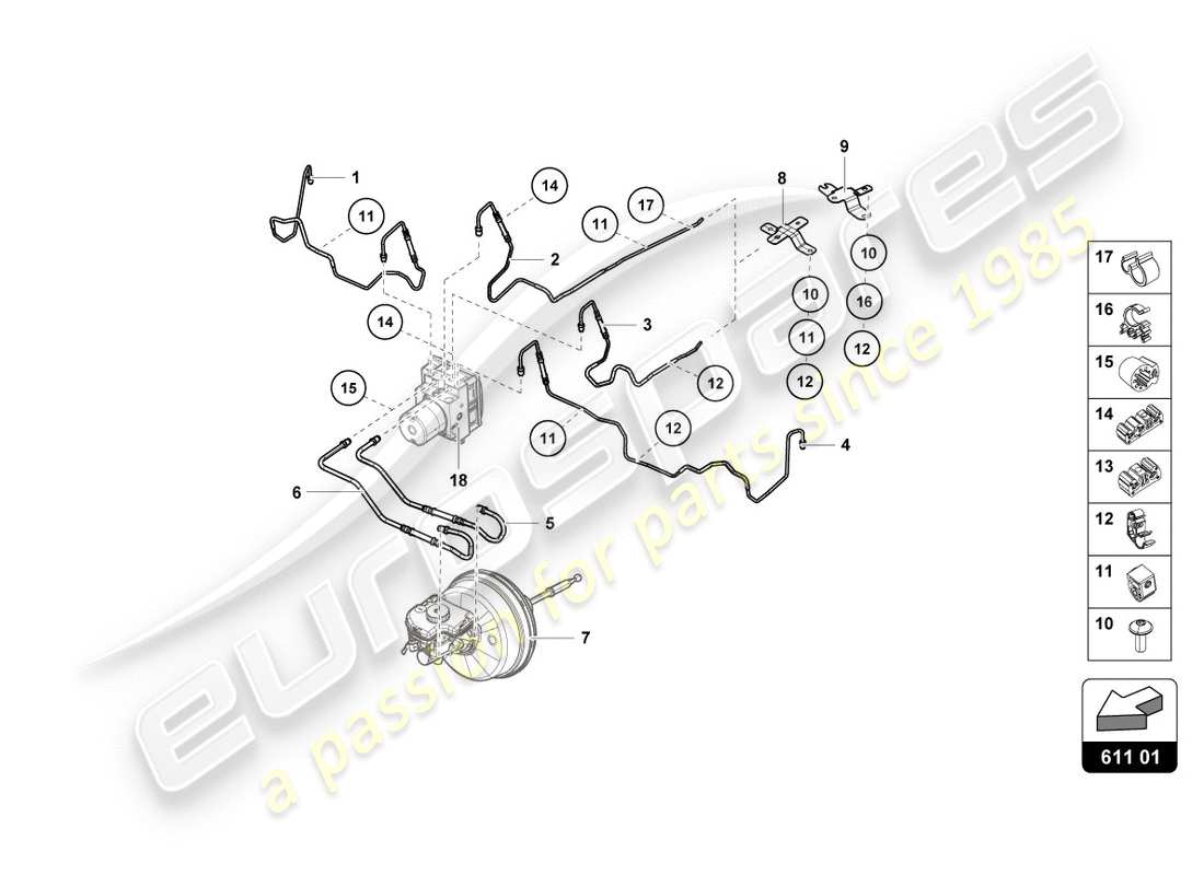 lamborghini lp600-4 zhong coupe (2016) brake line parts diagram
