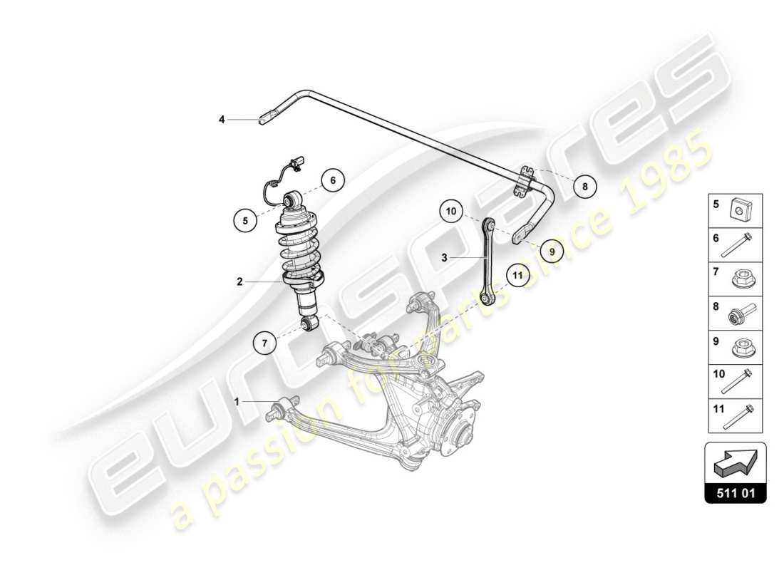 lamborghini 2020 (evo coupe) shock absorber part diagram